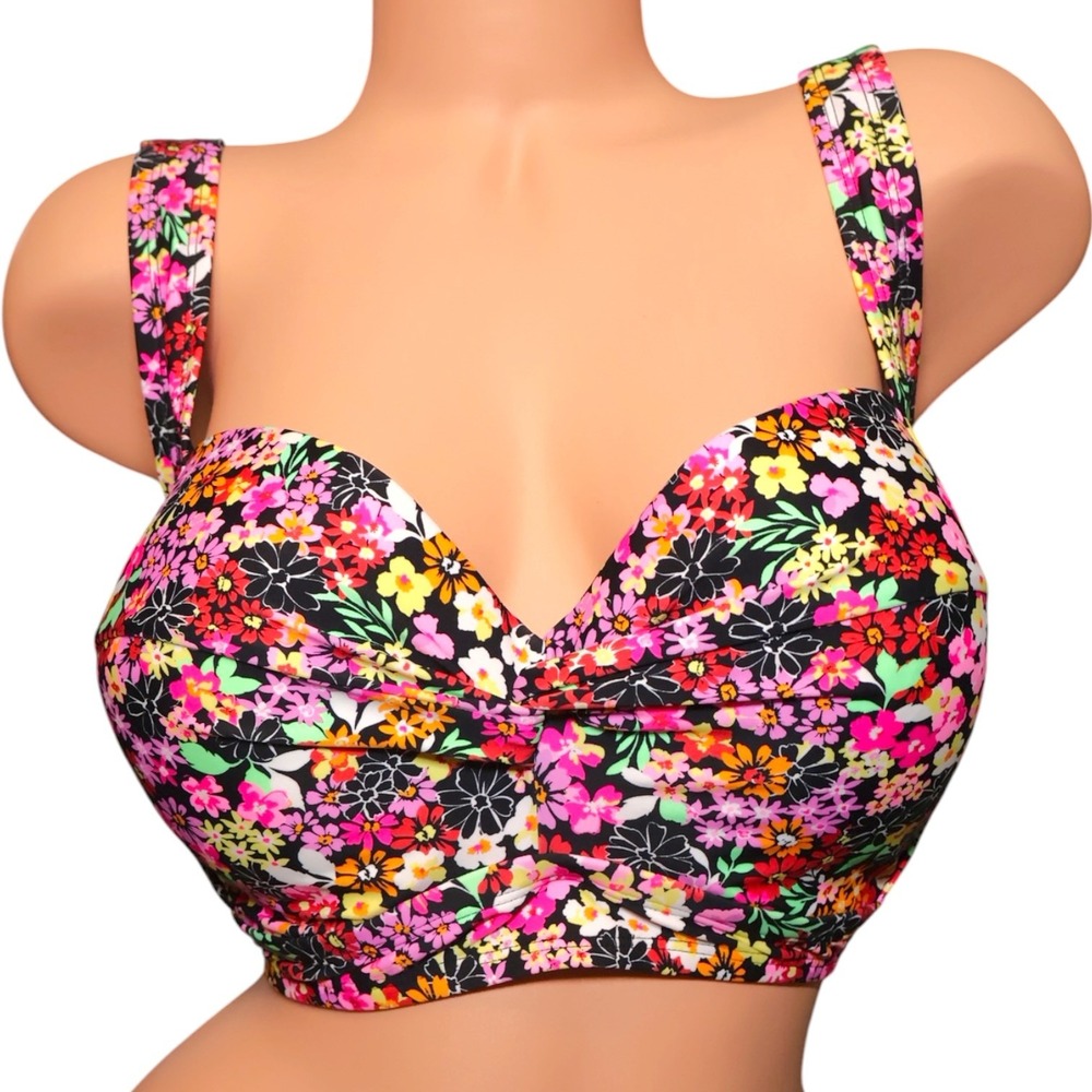 NWT Plus Size 20/22 Ditsy Floral Underwire Bikini Top Push Up Resort Vacation